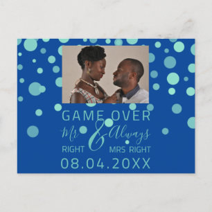 試合終了おもしろい日の青い写結婚真を保存 ポストカード