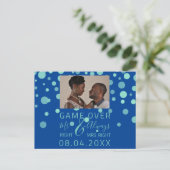 試合終了おもしろい日の青い写結婚真を保存 ポストカード (スタンド正面)