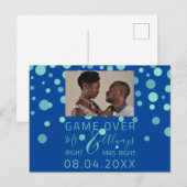 試合終了おもしろい日の青い写結婚真を保存 ポストカード (正面/裏面)