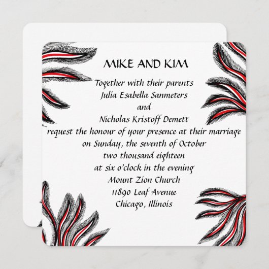 試料結婚式招待状 招待状 (正面/裏面)