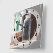 試薬ボトル及び小茶色ボトル スクエア壁時計 (傾斜)