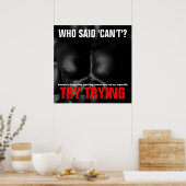 試行中の感動的引用文成功白黒 ポスター (キッチン)