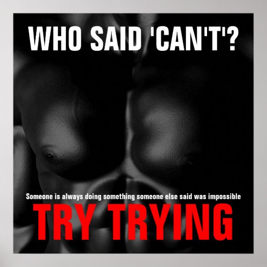 試行中の感動的引用文成功白黒 ポスター (正面)