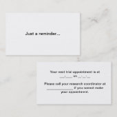 試験のアポイントメントのメモ 予約カード (正面/裏面)