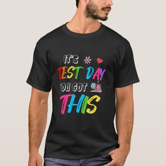 試験のモチベーションアップ 学生 先生 試験日だよ Tシャツ (正面)
