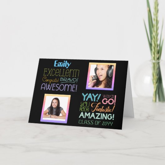 試験の成功フォトコラージュおめでとうございます カード (正面)