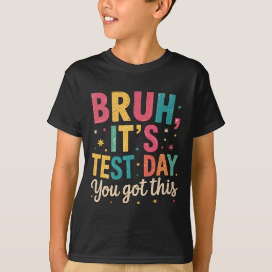 試験の日だ!頑張れ!テストの日先生 Tシャツ (正面)