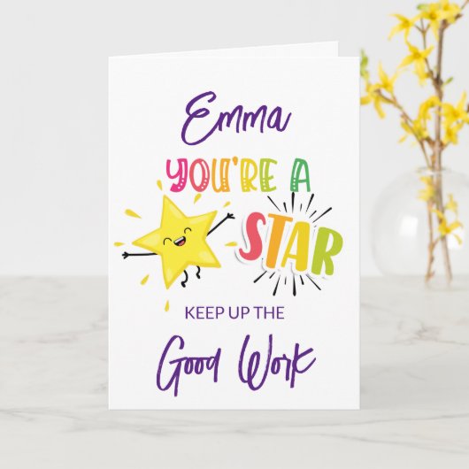 試験の結果は良く行われた、あなたは星! カード (黄色い花)