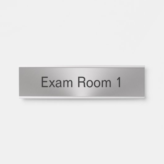 試験室番号シルバーとブラックの文字テンプレート サインプレート (正面)