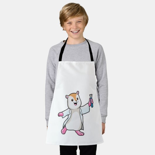 試験管付き科学者としてのハムスター エプロン (着用した状態)