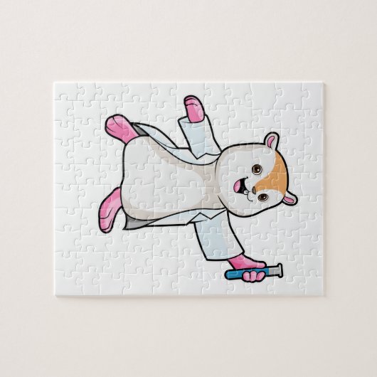 試験管付き科学者としてのハムスター ジグソーパズル (横)