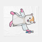 試験管付き科学者としてのハムスター フリースブランケット (正面(横))