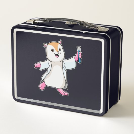 試験管付き科学者としてのハムスター メタルランチボックス (裏面)