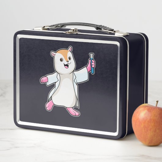 試験管付き科学者としてのハムスター メタルランチボックス (インサイチュ)