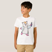 試験管付き科学者としてのハムスター Tシャツ (正面フル)