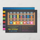 試験管科学の子供の誕生日のパーティの招待状 招待状 (正面/裏面)