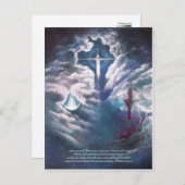 、詩が付いている天国の雲で来ます 案内ポストカード (正面/裏面)