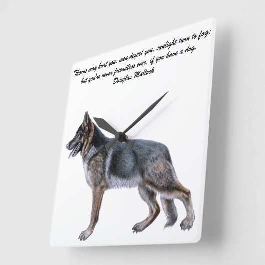 詩が付いている美しいジャーマン・シェパードの時計 スクエア壁時計 (傾斜)