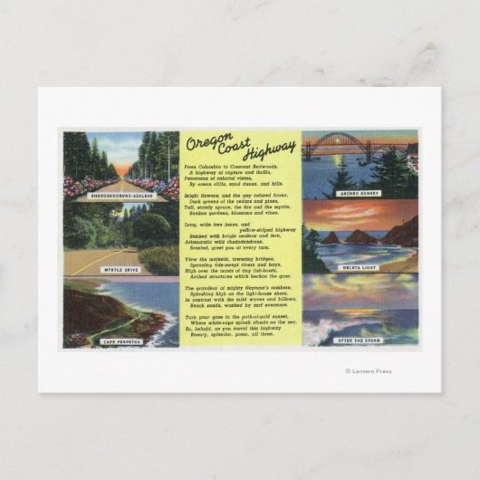 詩とオレゴン海岸沿いの高速道路 ポストカード (正面)