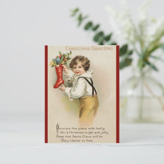 詩とビクトリアンのクリスマスの挨拶 – シーズンポストカード (スタンド正面)