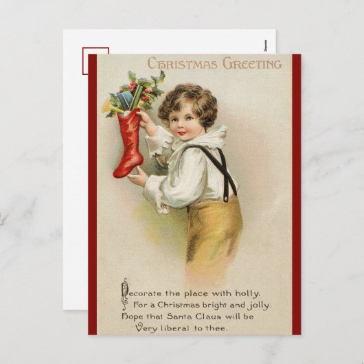 詩とビクトリアンのクリスマスの挨拶 –  シーズンポストカード (正面/裏面)