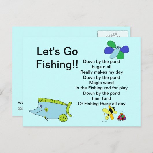 詩と一緒に魚釣りカードを行こう ポストカード (正面/裏面)