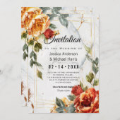 詩と大理石の夢：オレンジバラエレガンス 招待状 (正面/裏面)