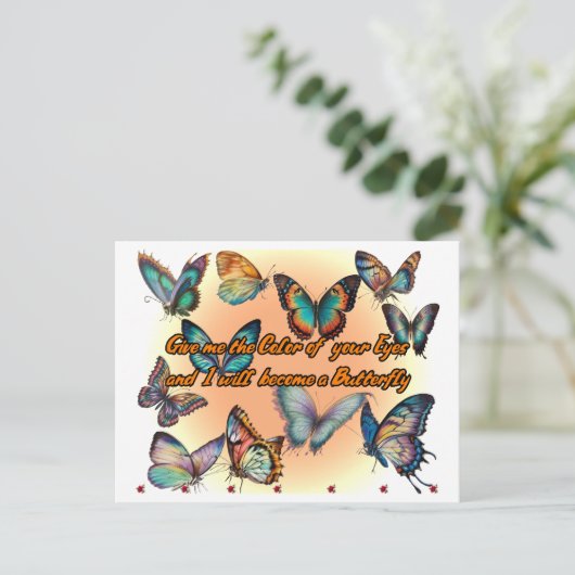 詩と蝶の上に ポストカード (スタンド正面)