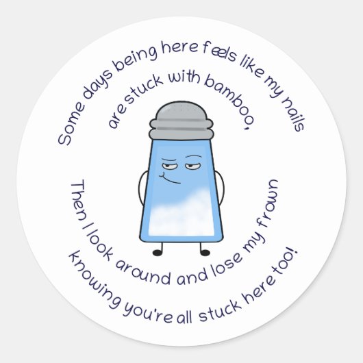 詩のおもしろい塩辛い連句ステッカー"竹" ラウンドシール (正面)