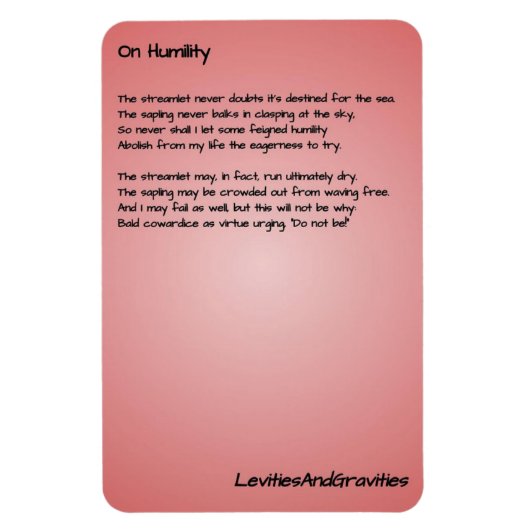 詩のキッチンマグネット – 謙虚さに マグネット (縦)
