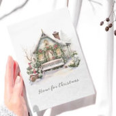 詩の冬のシーン雪の結晶グリーンクリスマス シーズンカード