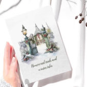 詩の北欧の冬の緑の赤い雪クリスマスリース シーズンカード