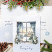 詩の北欧の森の冬の松コーン雪クリスマス シーズンカード