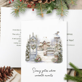 詩の水の色スカンジウィンタークリスマスリース シーズンカード