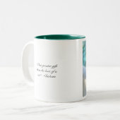 詩の白い短い髪猫のマグ ツートーンマグカップ (正面左)