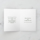 詩の緑の白い雪の松の森クリスマスツリー シーズンカード (内部)