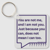 詩の考え引用文「あなたは私ではない」とキーリング。 キーホルダー (正面)