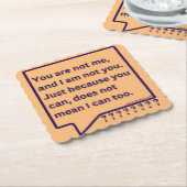 詩の考え引用文「あなたは私ではない」とコースター。 ペーパーコースター (アングル)