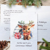 詩の韻かわいいトナカイ雪の結晶キッズクリスマス シーズンカード