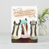 詩の馬クリスマス手作りのクロシェ帽のスカーフ シーズンカード (スタンド正面)