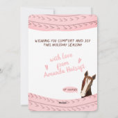 詩の馬クリスマス手作りのクロシェ帽のスカーフ シーズンカード (裏面)