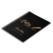 詩の黒い金ゴールドエレガントスクリプト名 ノートブック (左側)