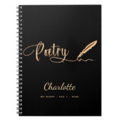詩の黒い金ゴールドエレガントスクリプト名 ノートブック (正面)