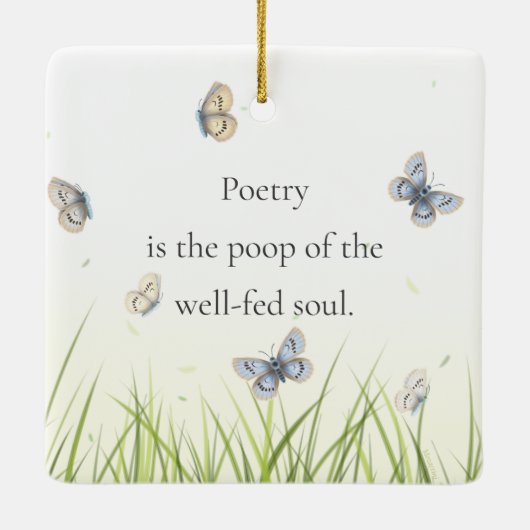 詩は善い人のウンチ食べ物を与えだ セラミックオーナメント (裏面)