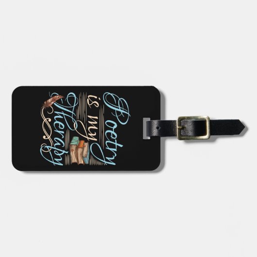 詩は私のセラピーで可愛い詩人の詩の作家 ラゲッジタグ (正面横)