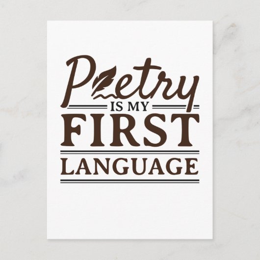 詩は私の最初の言語の詩人の詩の作家である ポストカード (正面)