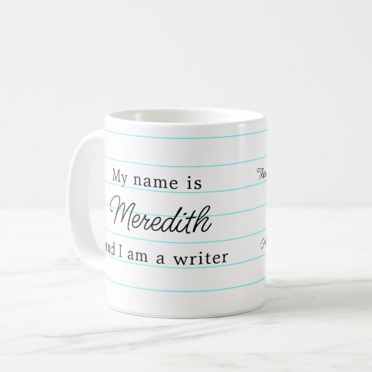 詩やる気を起こさせる私は作家のパーソナライズされたマグカップ コーヒーマグカップ (正面左)