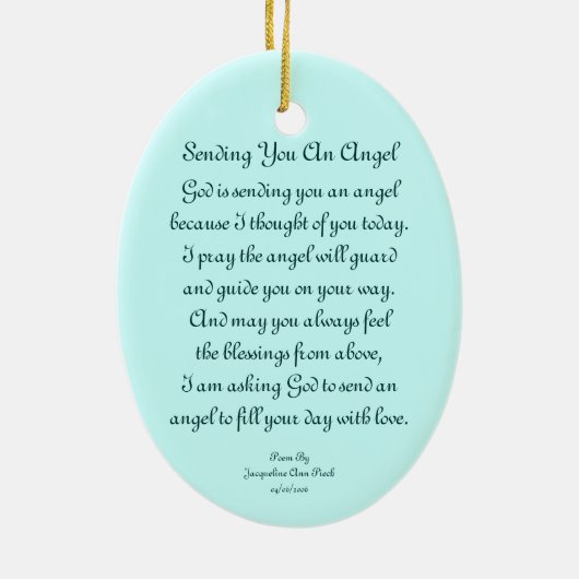 詩を持つヴィンテージの天使のオーナメント セラミックオーナメント (裏面)