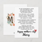 詩を書いた母の日カード 娘から、母の日 シーズンカード (正面/裏面)