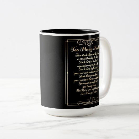 詩を書き過ぎる黒と金ゴールド ツートーンマグカップ (正面右)